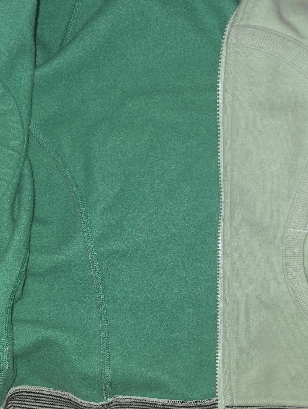 Superthick, Fleece Lined Lululemon  Mint Green Hooded Jacket with Striped Trim - Picture 2 of 6